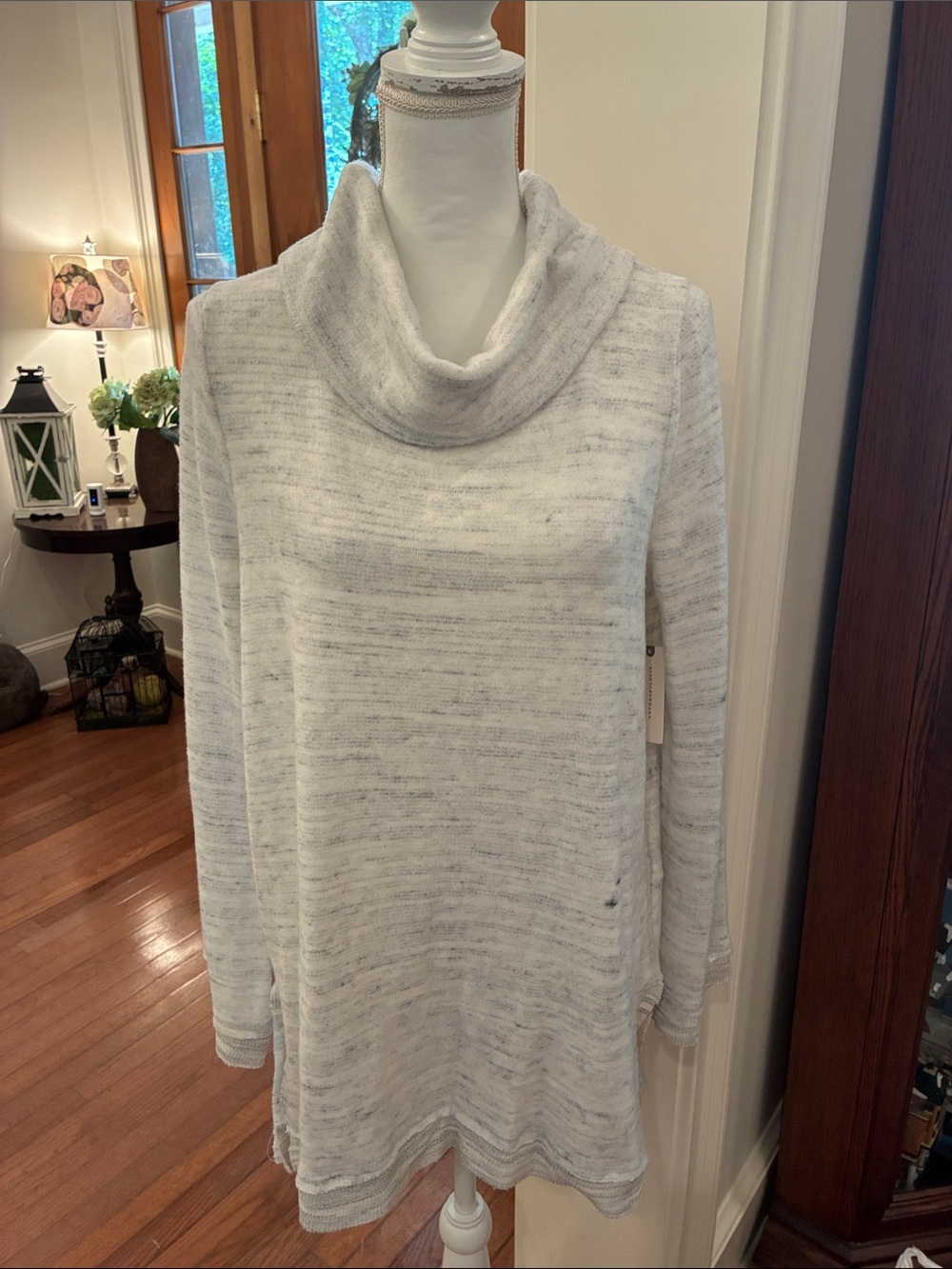 Anthropologie Maeve Light Heathered Gray Cowl Neck Sweater